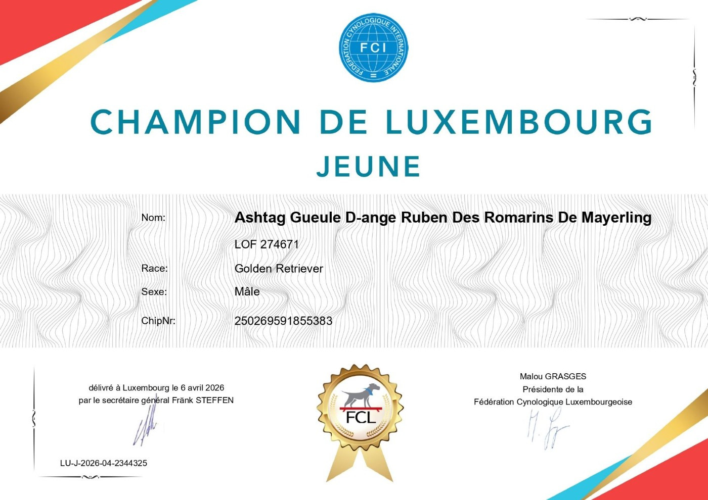 Ruben champion du Luxembourg jeune
